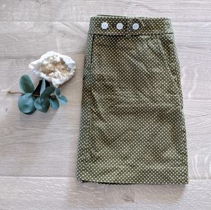 J. Crew Button Pin Dot Mini Skirt in Olive Green